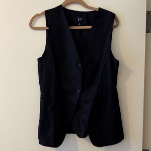 Gap longline linen button up vest